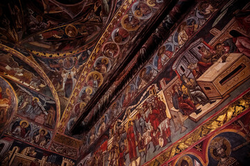 Fresco on ceiling of monastery Gura Humorului Romania