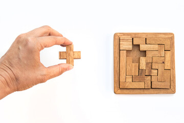 Geometric shapes in top view, creative and logical thinking concept.