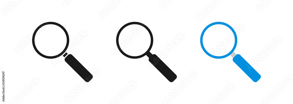 Poster magnifying icon isolated set in flat style. vector illustration for web