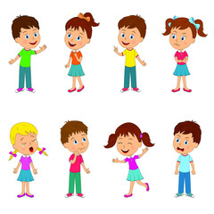 little cartoon kids,children expresses emotions set,illustration,vector