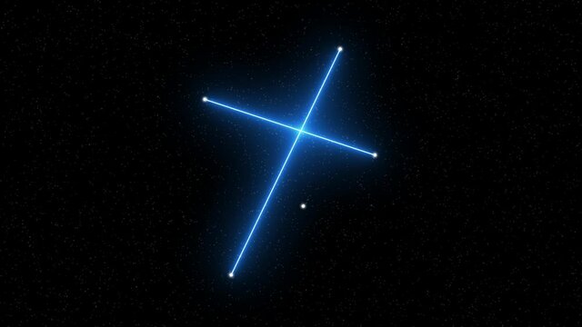 Crux - Animated zodiac constellation and horoscope symbol with  starfield space background
