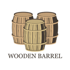 wooden barrel isolated on white background. vector illustration
