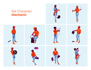 Vector illustration mechanic character 