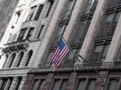 US Flagge an Hauswand