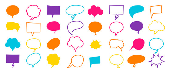 Speech bubble, speech balloon, Doodle Hand drawn vector collection.