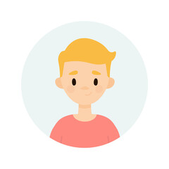 Happy boy on a white background.  Avatar of a young man.