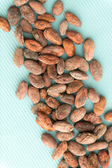 Cocoa Beans on the background Closeup
