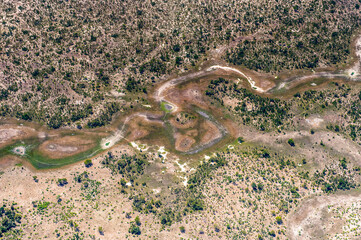 It's Aerial view of Okavango Delta (Okavango Grassland), One of the Seven Natural Wonders of Africa, Botswana