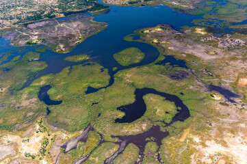 It's Aerial view of Okavango Delta (Okavango Grassland), One of the Seven Natural Wonders of Africa, Botswana