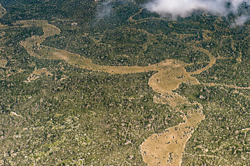 It's Aerial view of Okavango Delta (Okavango Grassland), One of the Seven Natural Wonders of Africa, Botswana