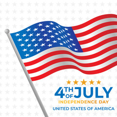 Fourth of July Independence Day of United States of America Banner Background Vector illustration. Independence Day of United States of America 4th of July with American Flag vector design.