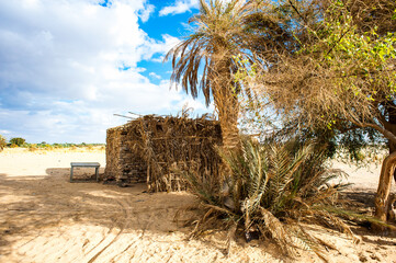It's Small cabin in the Bahariya Oasis in Egypt
