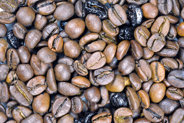 Many natural roasted coffee beans