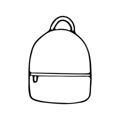Isolated vector illustration of backpack  in doodle style. Bag for travel. Back to school. School element for printing, greeting card.