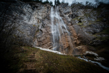 Fototapeta na wymiar Waterfall in mountain during fall season