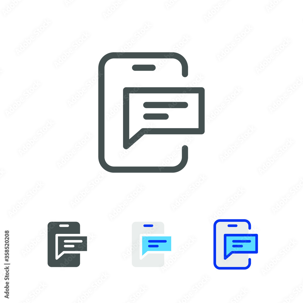 Poster writing message in mobile phone or cell phone. bubble text in smartphone for web site design, logo, 