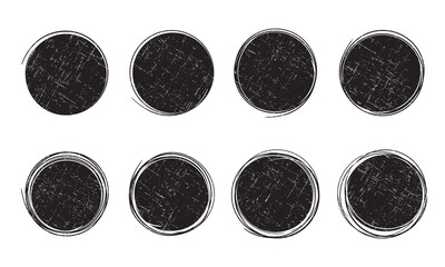 Grunge circles. Rubber stamp texture. Round sticker or banner