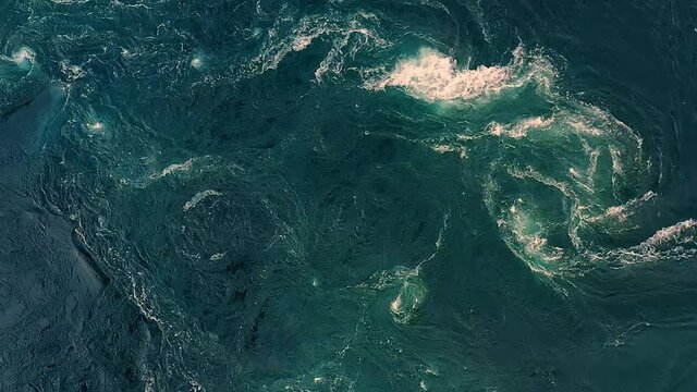 Waves of water of the river and the sea meet each other during high tide and low tide.