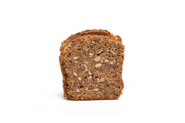 thin crumbs of rye bread with the addition of sunflower seeds on a white background