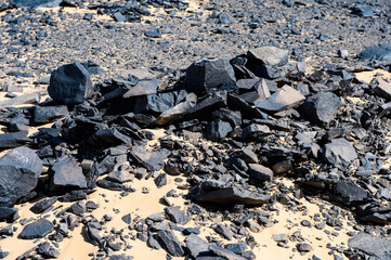 It's Black desert lanscape and basalt formarions