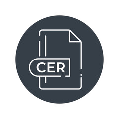 CER File Format Icon. CER extension filled icon.