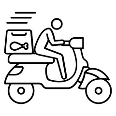 Food Delivery by Scooter Concept Vector Icon Design, Rider with Hot Box Symbol, Coronavirus contactless food delivery symbol on white background, Touchless Snacks Delivery Sign, 