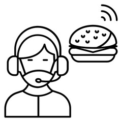 Fast food Order Taker Concept, Call Center Sales Person Vector Icon Design, Coronavirus contactless food delivery symbol on white background, Touchless Snacks Delivery Sign,  