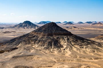 It's Panoramic view of the Black desert in Egypt