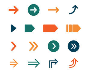 矢印のアイコンのセット シンプル ビジネス 三角 方向 再生 標識 ベクトル かわいい おしゃれ Wall Mural Yugoro