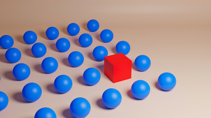 Concept background for Leadership, Uniqueness, Outlier and Winner with copy-space. 3D illustration
