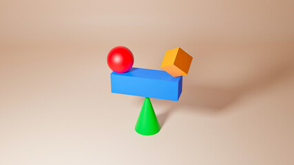 Concept for Equality, Balance, Sustainability and Harmony with copy space. 3D illustration