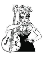 Rockabilly girl with guitar