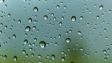 Drops of water on the glass. Macro shooting. Texture. No people. 