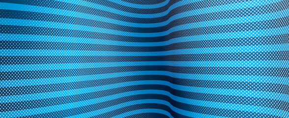 Naklejka premium Vector abstract blue dotted texture and lines background with dimensional perspective, technology and science theme, big data flow, geometric 3D design.