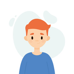 Happy boy on a white background.  Avatar of a young man.