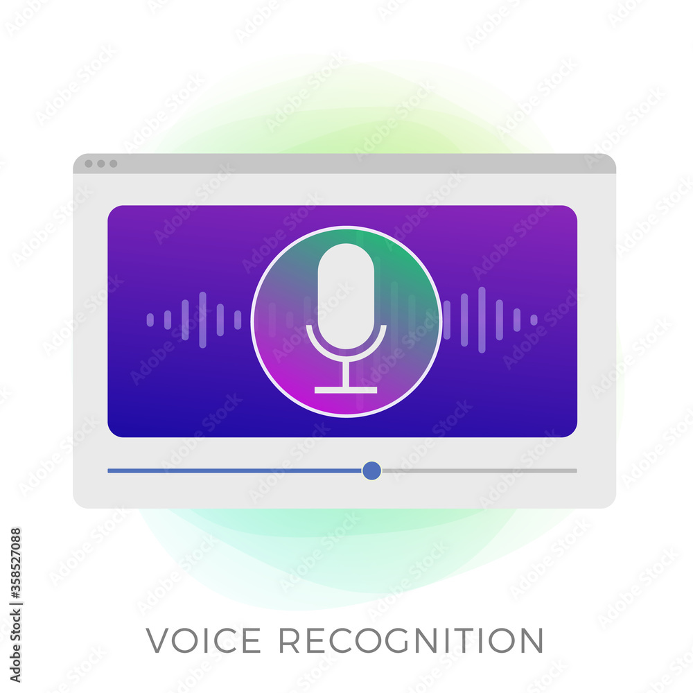 Poster voice recognition, search speech detect and personal assistant deep learning voice concept. micropho