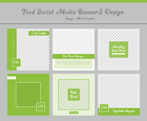 Food Social Media Banners post set Instagram