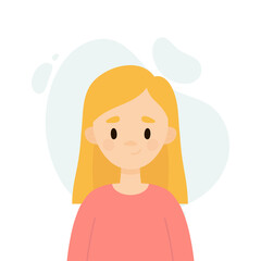 Happy girl on a white background.  Avatar of a young woman.