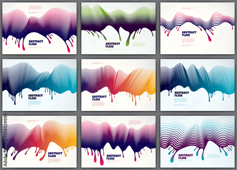 Aufkleber lined vector wave backgrounds fluid flow set. 3d dynamic stripes motion art. lined texture, dynamic 