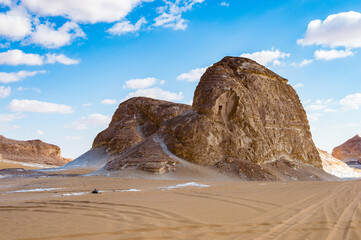 It's Beautiful view of the limestone formations of the White Desert, a national park of Egypt