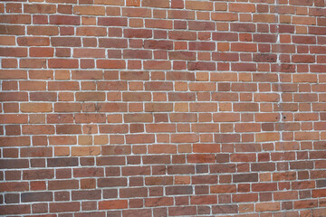 Red brick wall texture. Red brick background. Front view