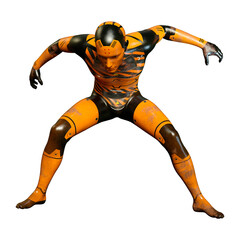 3D Rendering Male Robot on White