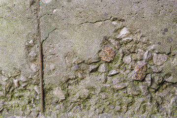 Old dirty concrete surface. Rusty fittings visible. background texture. Horizontal