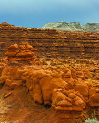 The red-brown and yellow sandstone