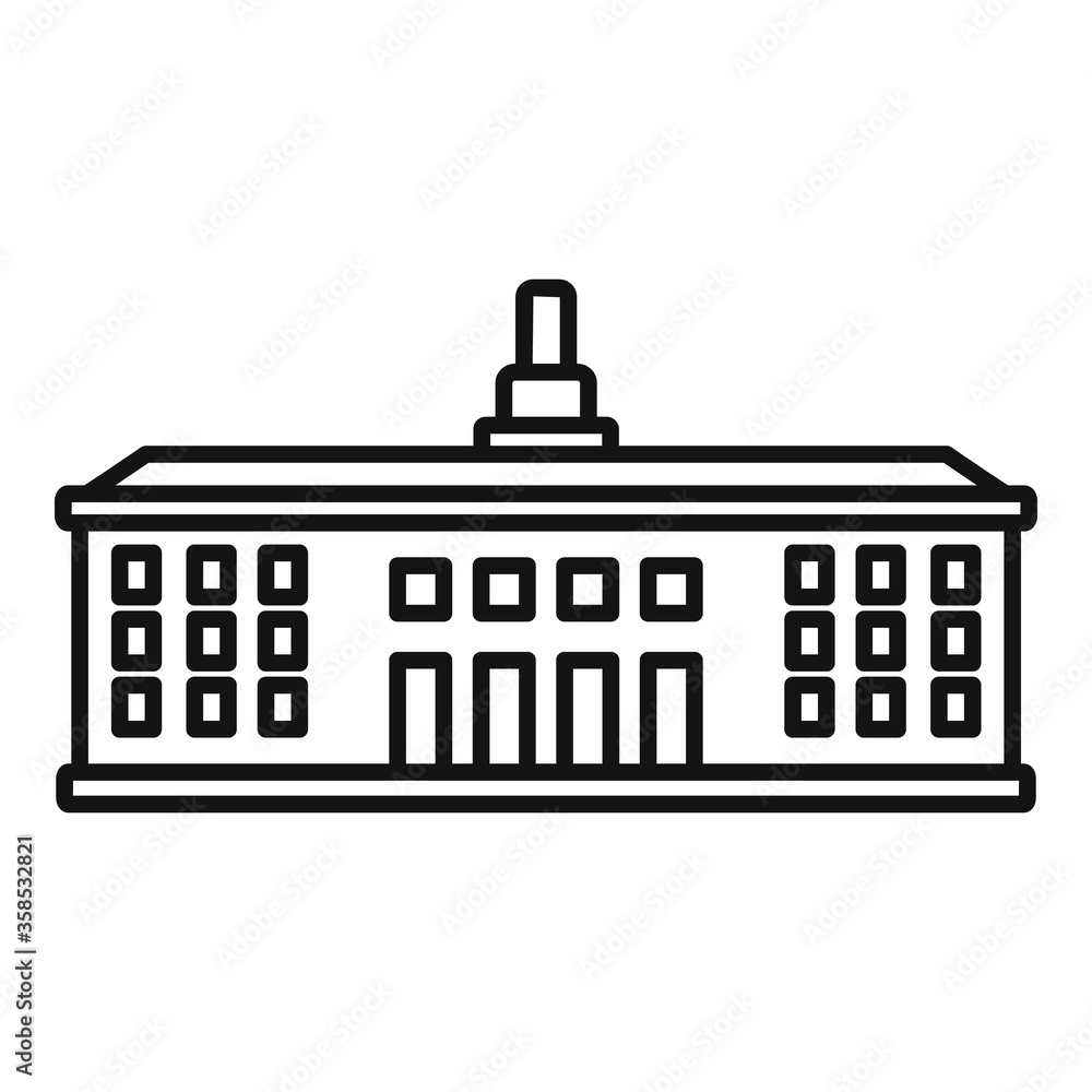 Poster university building icon. outline university building vector icon for web design isolated on white b