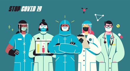 Thank you doctors and nurses working in the hospitals and fighting the coronavirus, vector illustration