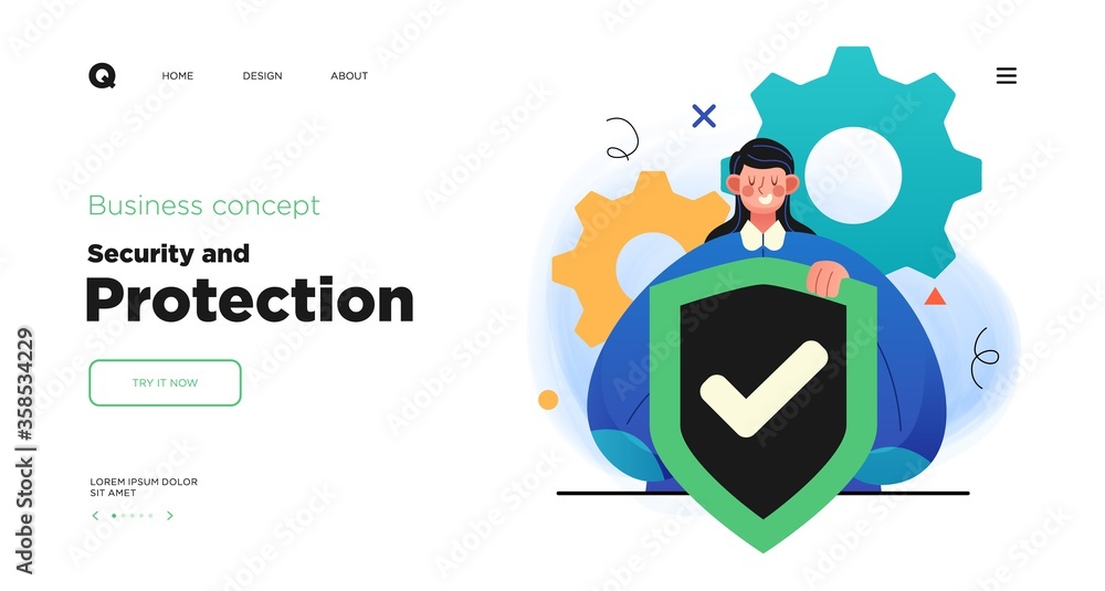 Aufkleber network security, data protection and information privacy concept. website landing page template des