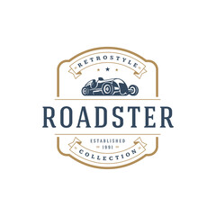 Hot rod car logo template vector design element vintage style