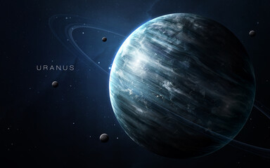 Fototapeta na wymiar Uranus - High resolution. Science 3D illustration of space. Elements furnished by Nasa