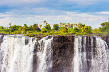 It's Scenic view of the Victoria Falls, Zambezi River, Zimbabwe and Zambia